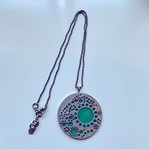 Lucky Brand Pendant Necklace Silver with Teal